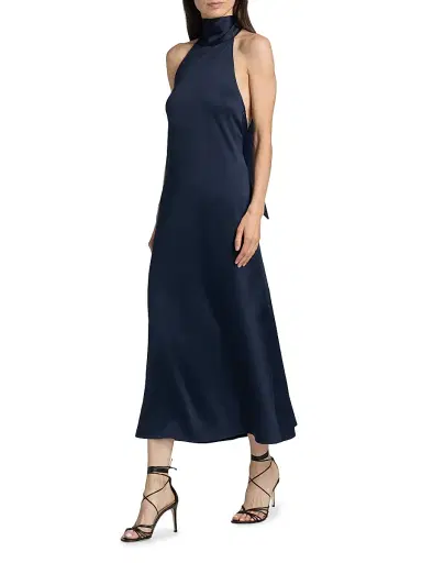 AZEEZA Women's Meera Satin Midi-Dress - Navy - Size Large | Thumbnail 2 AZEEZA Women's Meera Satin Midi-Dress - Navy - Size Large | Thumbnail 2