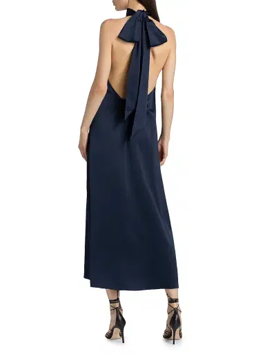 AZEEZA Women's Meera Satin Midi-Dress - Navy - Size Large | Thumbnail 5 AZEEZA Women's Meera Satin Midi-Dress - Navy - Size Large | Thumbnail 5