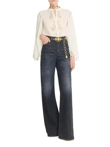Chloé Women's Lace-Trimmed Silk Blouse - Pristine White | Thumbnail 2 Chloé Women's Lace-Trimmed Silk Blouse - Pristine White | Thumbnail 2