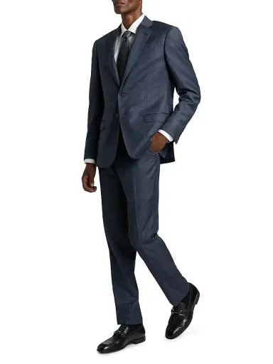 Emporio Armani Men's Plaid Wool Single-Breasted Suit - Grey - Size 44 | Thumbnail 4 Emporio Armani Men's Plaid Wool Single-Breasted Suit - Grey - Size 44 | Thumbnail 4
