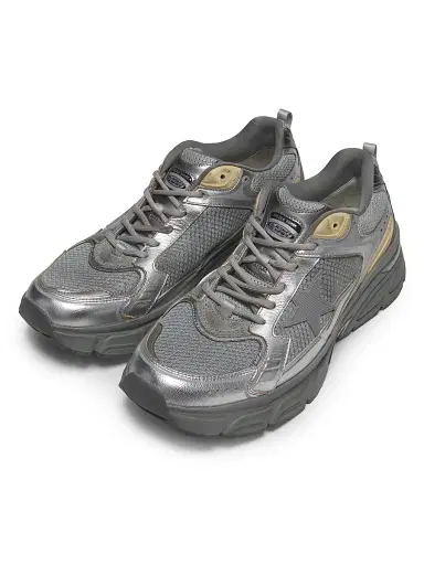 Golden Goose Men's Lightstar Net & Leather Low-Top Sneakers - Silver Gold - Size 13 | Thumbnail 4 Golden Goose Men's Lightstar Net & Leather Low-Top Sneakers - Silver Gold - Size 13 | Thumbnail 4