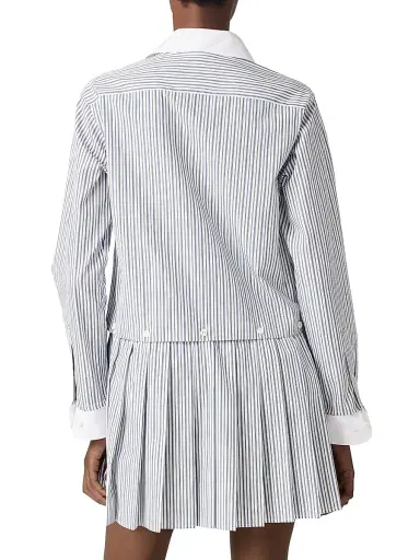 Miu Miu Women's Pleated Striped Poplin Mini-Dress - White | Thumbnail 3 Miu Miu Women's Pleated Striped Poplin Mini-Dress - White | Thumbnail 3