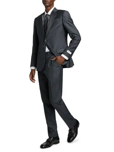 Emporio Armani Men's Micro Check Wool Single-Breasted Suit - Grey Blue | Thumbnail 2 Emporio Armani Men's Micro Check Wool Single-Breasted Suit - Grey Blue | Thumbnail 2