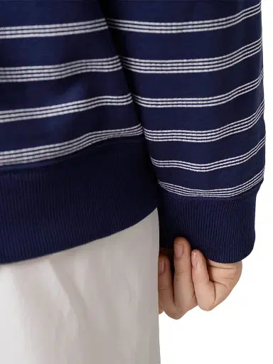 Miu Miu Women's Striped Zipper Polo Shirt - Blue | Thumbnail 6 Miu Miu Women's Striped Zipper Polo Shirt - Blue | Thumbnail 6