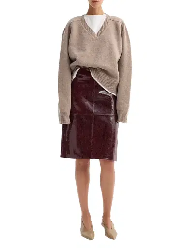 Róhe Women's Snake-Embossed Leather Pencil Skirt - Burgundy Snake | Thumbnail 2 Róhe Women's Snake-Embossed Leather Pencil Skirt - Burgundy Snake | Thumbnail 2