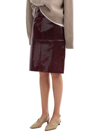 Róhe Women's Snake-Embossed Leather Pencil Skirt - Burgundy Snake | Thumbnail 4 Róhe Women's Snake-Embossed Leather Pencil Skirt - Burgundy Snake | Thumbnail 4