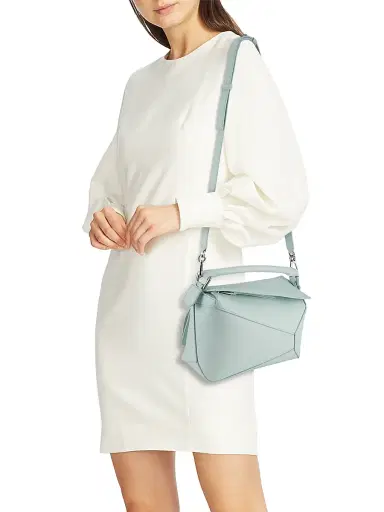 LOEWE Women's Puzzle Edge Leather Shoulder Bag - Light Grey | Thumbnail 2 LOEWE Women's Puzzle Edge Leather Shoulder Bag - Light Grey | Thumbnail 2
