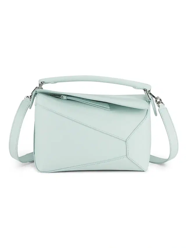 Women's Puzzle Edge Leather Shoulder Bag - Light Grey Women's Puzzle Edge Leather Shoulder Bag - Light Grey
