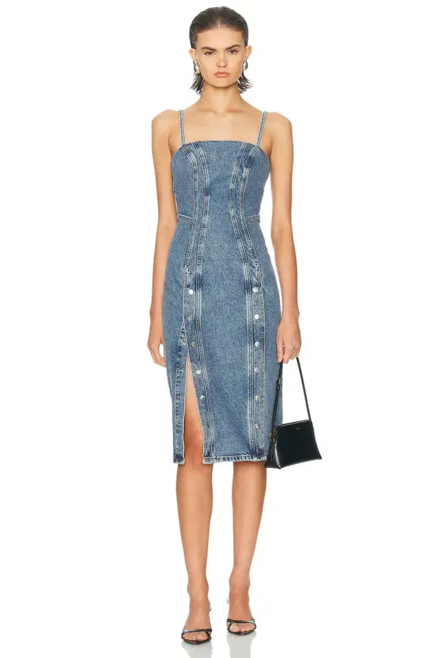 Colored Denim Midi Snap Dress Colored Denim Midi Snap Dress