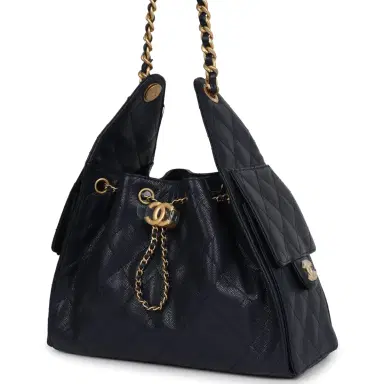 Chanel Chanel Small 25 Hobo Bag Dark Navy Caviar Antique Gold Hardware | Thumbnail 3 Chanel Chanel Small 25 Hobo Bag Dark Navy Caviar Antique Gold Hardware | Thumbnail 3