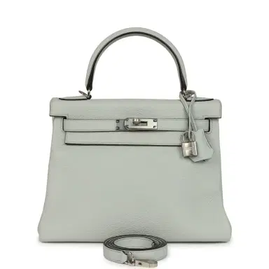 HERMÈS Hermes Kelly Retourne 28 Bleu Pale Clemence Palladium Hardware | Thumbnail 1 HERMÈS Hermes Kelly Retourne 28 Bleu Pale Clemence Palladium Hardware | Thumbnail 1