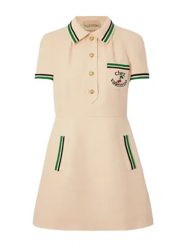 Valentino Garavani Printed Striped Wool And Silk-blend Mini Shirt Dress | Thumbnail 1 Valentino Garavani Printed Striped Wool And Silk-blend Mini Shirt Dress | Thumbnail 1