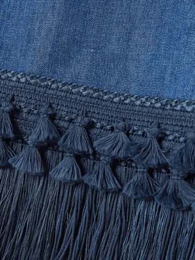 Valentino Garavani Tasseled Fringed Denim Midi Skirt | Thumbnail 5 Valentino Garavani Tasseled Fringed Denim Midi Skirt | Thumbnail 5