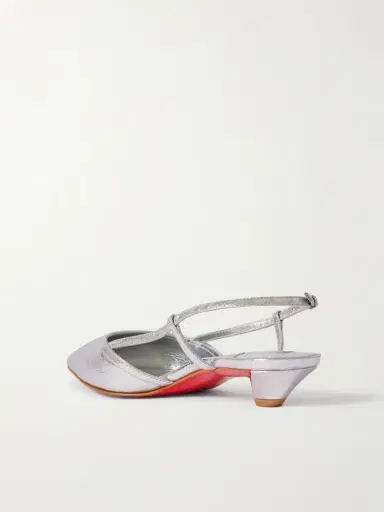 Christian Louboutin Miss Z Slingina 25 Metallic Crinkled-leather Slingback Pumps | Thumbnail 3 Christian Louboutin Miss Z Slingina 25 Metallic Crinkled-leather Slingback Pumps | Thumbnail 3