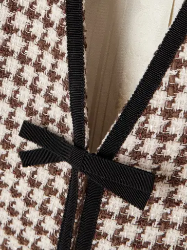 Valentino Garavani Grosgrain-trimmed Houndstooth Cotton-blend Tweed Jacket | Thumbnail 5 Valentino Garavani Grosgrain-trimmed Houndstooth Cotton-blend Tweed Jacket | Thumbnail 5