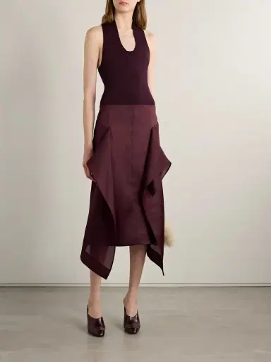 Khaite Nina Asymmetric Draped Silk-organza Midi Skirt | Thumbnail 2 Khaite Nina Asymmetric Draped Silk-organza Midi Skirt | Thumbnail 2