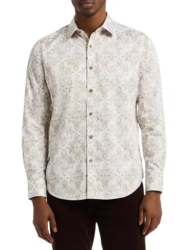 Robert Graham Men's Delancey Button-Front Shirt - Khaki - Size XXL | Thumbnail 1 Robert Graham Men's Delancey Button-Front Shirt - Khaki - Size XXL | Thumbnail 1
