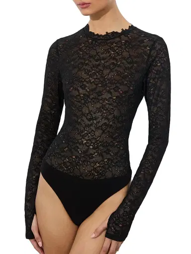 ALICE + OLIVIA Women's Taeyn Lace Crewneck Bodysuit - Black | Thumbnail 3 ALICE + OLIVIA Women's Taeyn Lace Crewneck Bodysuit - Black | Thumbnail 3