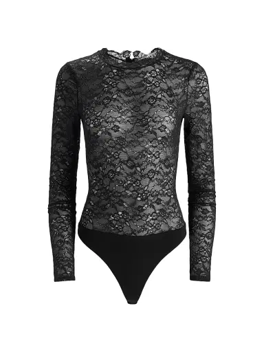 ALICE + OLIVIA Women's Taeyn Lace Crewneck Bodysuit - Black | Thumbnail 1 ALICE + OLIVIA Women's Taeyn Lace Crewneck Bodysuit - Black | Thumbnail 1