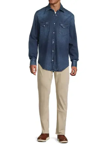 Sartorio Napoli Men's Texas Denim Shirt - Medium Blue | Thumbnail 2 Sartorio Napoli Men's Texas Denim Shirt - Medium Blue | Thumbnail 2