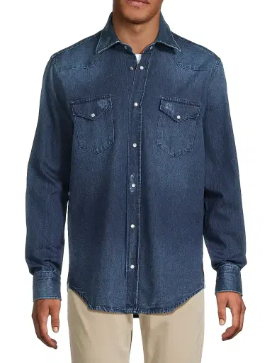 Sartorio Napoli Men's Texas Denim Shirt - Medium Blue | Thumbnail 3 Sartorio Napoli Men's Texas Denim Shirt - Medium Blue | Thumbnail 3