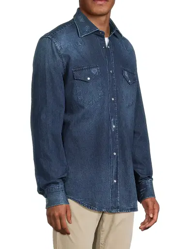 Sartorio Napoli Men's Texas Denim Shirt - Medium Blue | Thumbnail 4 Sartorio Napoli Men's Texas Denim Shirt - Medium Blue | Thumbnail 4