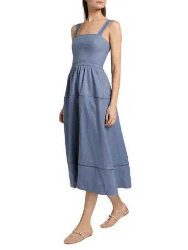 Reformation Women's Everett Linen Midi-Dress - Cornflower - Size 10 | Thumbnail 4 Reformation Women's Everett Linen Midi-Dress - Cornflower - Size 10 | Thumbnail 4