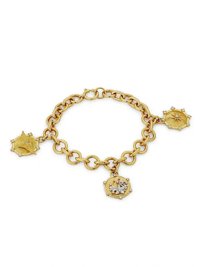 Women's Resilience Two-Tone 18K Gold & 0.49 TCW Diamond Charm Bracelet - Yellow Gold Women's Resilience Two-Tone 18K Gold & 0.49 TCW Diamond Charm Bracelet - Yellow Gold