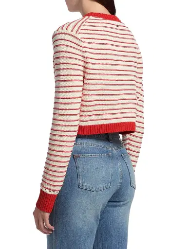 Toccin Women's Miller Striped Cotton Cardigan - Poppy Stripe | Thumbnail 5 Toccin Women's Miller Striped Cotton Cardigan - Poppy Stripe | Thumbnail 5