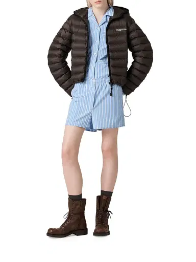 Miu Miu Women's Light Pongé Down Hoodie Jacket | Thumbnail 7 Miu Miu Women's Light Pongé Down Hoodie Jacket | Thumbnail 7