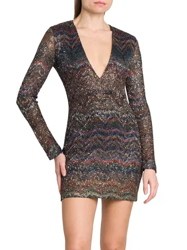 Missoni Women's Sequin Chevron Knit Minidress - Dark Multicolor Tones | Thumbnail 3 Missoni Women's Sequin Chevron Knit Minidress - Dark Multicolor Tones | Thumbnail 3