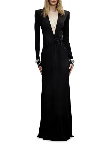 The New Arrivals Ilkyaz Ozel Women's Azure Plunging Bodycon Gown - Dark Side | Thumbnail 3 The New Arrivals Ilkyaz Ozel Women's Azure Plunging Bodycon Gown - Dark Side | Thumbnail 3