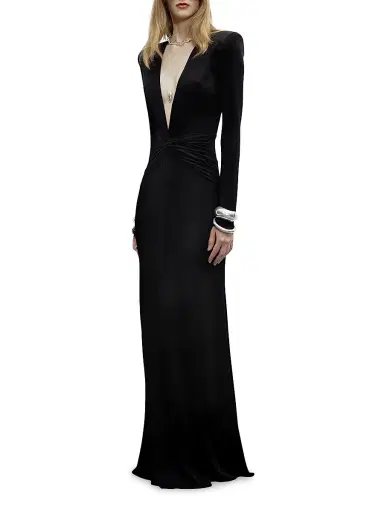 The New Arrivals Ilkyaz Ozel Women's Azure Plunging Bodycon Gown - Dark Side | Thumbnail 4 The New Arrivals Ilkyaz Ozel Women's Azure Plunging Bodycon Gown - Dark Side | Thumbnail 4