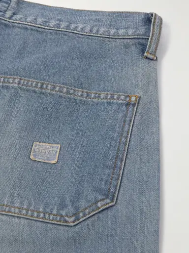 KAPITAL Straight-Leg Leather-Trimmed Embellished Denim Shorts - Men | Thumbnail 4 KAPITAL Straight-Leg Leather-Trimmed Embellished Denim Shorts - Men | Thumbnail 4