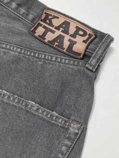 KAPITAL Wide-Leg Appliquéd Distressed Denim Shorts - Men | Thumbnail 4 KAPITAL Wide-Leg Appliquéd Distressed Denim Shorts - Men | Thumbnail 4