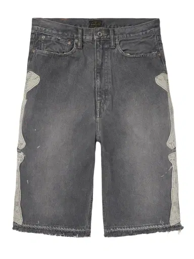 KAPITAL Wide-Leg Appliquéd Distressed Denim Shorts - Men | Thumbnail 1 KAPITAL Wide-Leg Appliquéd Distressed Denim Shorts - Men | Thumbnail 1