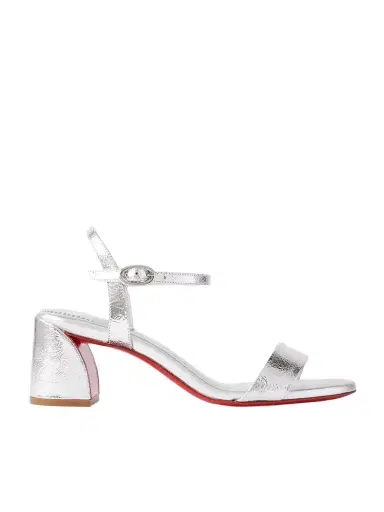 Christian Louboutin Miss Jane 55 Metallic Textured-leather Sandals | Thumbnail 1 Christian Louboutin Miss Jane 55 Metallic Textured-leather Sandals | Thumbnail 1