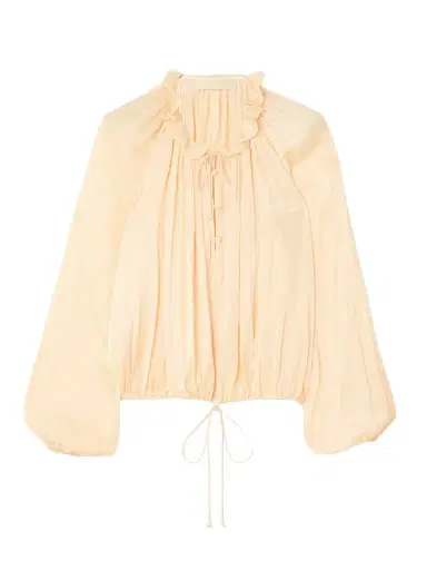Ulla Johnson Laurette Gathered Washed-satin Blouse | Thumbnail 1 Ulla Johnson Laurette Gathered Washed-satin Blouse | Thumbnail 1