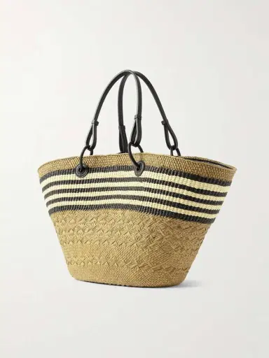Loewe + Paula's Ibiza Anagram Basket Medium Leather-trimmed Striped Raffia Tote | Thumbnail 3 Loewe + Paula's Ibiza Anagram Basket Medium Leather-trimmed Striped Raffia Tote | Thumbnail 3
