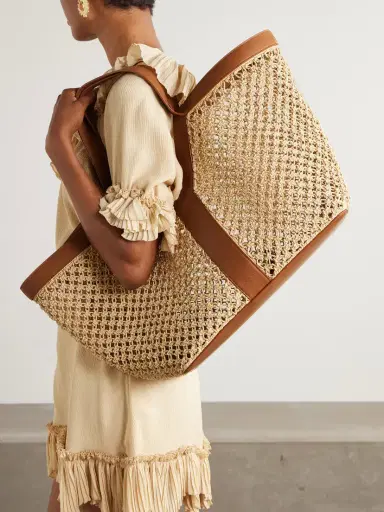 Saint Laurent Loulou Leather-trimmed Woven Raffia Tote | Thumbnail 2 Saint Laurent Loulou Leather-trimmed Woven Raffia Tote | Thumbnail 2