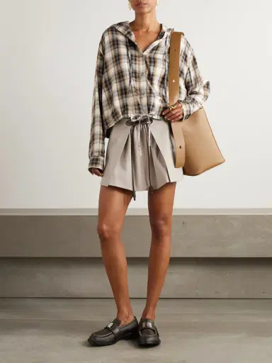 Loewe Leather-trimmed Layered Cotton And Silk-blend Mini Skirt | Thumbnail 2 Loewe Leather-trimmed Layered Cotton And Silk-blend Mini Skirt | Thumbnail 2