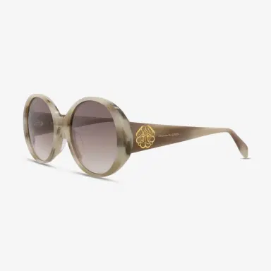 Alexander McQueen Alexander Mcqueen Iconic Round Acetate 57 mm Ladies Sunglasses by The Solist | Thumbnail 2 Alexander McQueen Alexander Mcqueen Iconic Round Acetate 57 mm Ladies Sunglasses by The Solist | Thumbnail 2