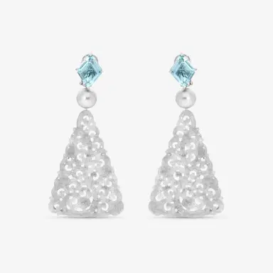 ASSAEL Assael Platinum Aquamarine, Grey Jadeite & Tahitian Natural Color Cultured Pearl Drop Earrings by The Solist | Thumbnail 2 ASSAEL Assael Platinum Aquamarine, Grey Jadeite & Tahitian Natural Color Cultured Pearl Drop Earrings by The Solist | Thumbnail 2