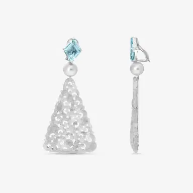 ASSAEL Assael Platinum Aquamarine, Grey Jadeite & Tahitian Natural Color Cultured Pearl Drop Earrings by The Solist | Thumbnail 3 ASSAEL Assael Platinum Aquamarine, Grey Jadeite & Tahitian Natural Color Cultured Pearl Drop Earrings by The Solist | Thumbnail 3