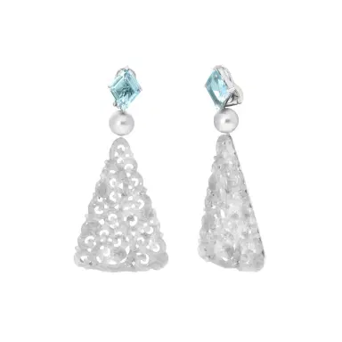 ASSAEL Assael Platinum Aquamarine, Grey Jadeite & Tahitian Natural Color Cultured Pearl Drop Earrings by The Solist | Thumbnail 1 ASSAEL Assael Platinum Aquamarine, Grey Jadeite & Tahitian Natural Color Cultured Pearl Drop Earrings by The Solist | Thumbnail 1