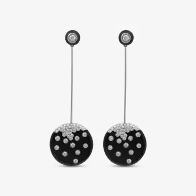 Damiani Damiani 18K White Gold Onyx and Diamond 1.37ct. tw. Drop Earrings by The Solist | Thumbnail 2 Damiani Damiani 18K White Gold Onyx and Diamond 1.37ct. tw. Drop Earrings by The Solist | Thumbnail 2