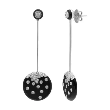 Damiani Damiani 18K White Gold Onyx and Diamond 1.37ct. tw. Drop Earrings by The Solist | Thumbnail 1 Damiani Damiani 18K White Gold Onyx and Diamond 1.37ct. tw. Drop Earrings by The Solist | Thumbnail 1