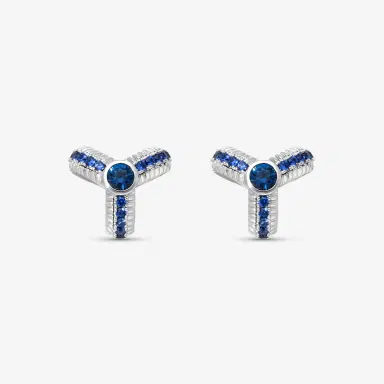Fabergé Fabergé Colours of Love Trio 18K White Gold Blue Sapphire Fluted Stud Earrings by The Solist | Thumbnail 2 Fabergé Fabergé Colours of Love Trio 18K White Gold Blue Sapphire Fluted Stud Earrings by The Solist | Thumbnail 2