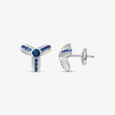 Fabergé Fabergé Colours of Love Trio 18K White Gold Blue Sapphire Fluted Stud Earrings by The Solist | Thumbnail 3 Fabergé Fabergé Colours of Love Trio 18K White Gold Blue Sapphire Fluted Stud Earrings by The Solist | Thumbnail 3