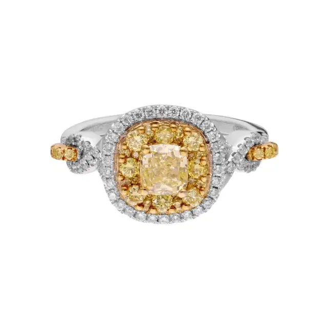 Gregg Ruth 18K Gold, 0.67ct. Fancy Yellow Diamond and White Diamond Engagement Ring Sz. 6.5 by The Solist Gregg Ruth 18K Gold, 0.67ct. Fancy Yellow Diamond and White Diamond Engagement Ring Sz. 6.5 by The Solist